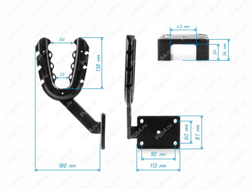 Крепление-рогатка к прямоугольному профилю 43мм * 24 мм Крепление-рогатка к прямоугольному профилю 43мм * 24 мм